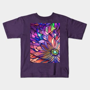 Stained Glass Lotus Flowers Kids T-Shirt